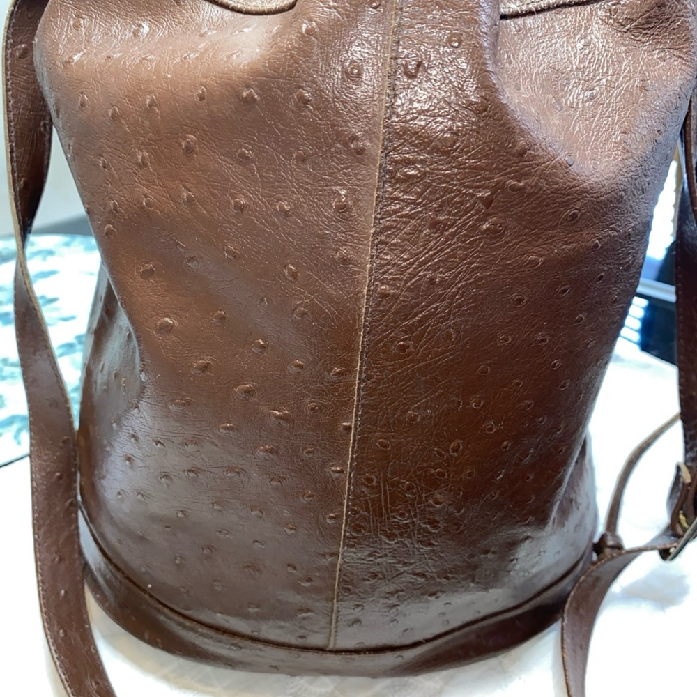 Brown Leather Backpack With Drawstring Closure An… - image 5